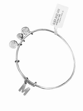 Alex and Ani Initial M Expandable Wire Bangle Bracelet Silver Tone NWT